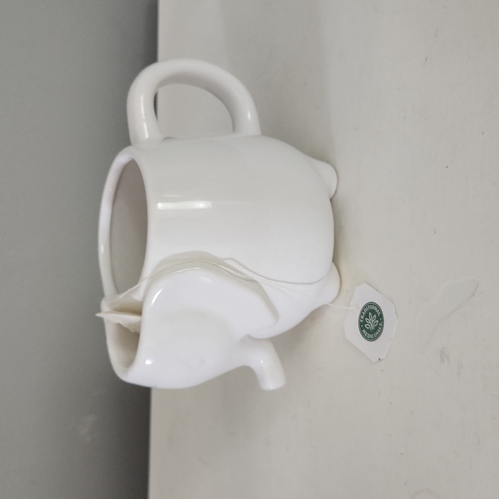 Tea Cup/Mug with Spot for tea bag, White Elephant, Ceramic